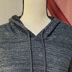 Vince Men's Blue Heather Thermal Cotton Blend Pullover Hoodie, XXL